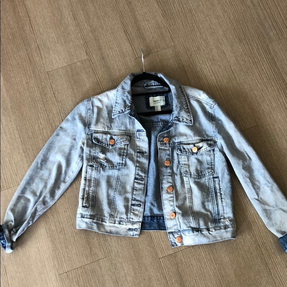 Distressed jean jacket
